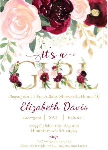 Blush Burgundy Girl Invite: Burgundy Blush Girl Invite