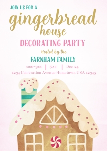 Editable Gingerbread House Decorating Party Invitation design preview