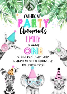 Black and white party animal invite design preview