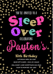 Sleepover black back: Sleepover black back invite