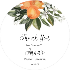 orange blossom circle tag design preview