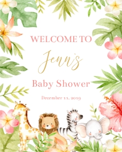 Girl jungle baby shower poster: Girl Jungle Baby Shower poster