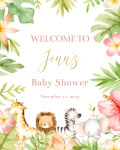 Girl jungle 8x10: Girl Jungle Baby Shower poster