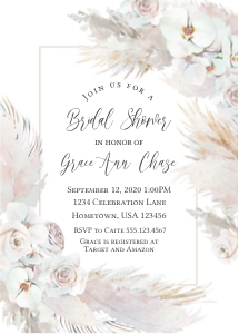 white pampas grass invite design preview