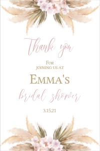 Boho pampas grass mini wine bottles: Mini wine label pampas