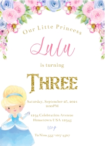 Cinderella floral invite design preview