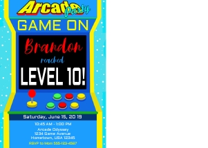 Blue new arcade photo: Arcade blue photo invite