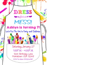 Art splatter  photo invite: Art splatter photo invite