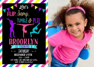 Gymnastics photo invite: Flip photo invite