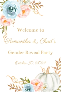 pumpkin gender reveal poster 24x36 design preview