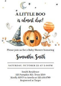 140 Halloween Little Boo Invitation: 140 Halloween Baby Shower Little Boo Invitation Set
