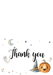 140 Halloween Little Boo Baby Shower Thank you Card: 140 Halloween Baby Shower Little Boo Invitation Set