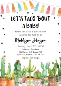 187 Cactus Baby Shower Invitation: 187 Cactus Baby Shower Invitation