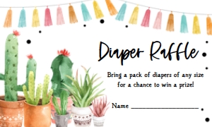 187 Cactus Baby Shower Diaper Raffle: 187 Cactus Baby Shower Invitation Set