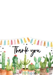 187 Cactus Baby Shower Thank you Card: 187 Cactus Baby Shower Invitation Set