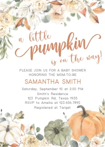 213 Little Pumpkin Baby Shower Invitation design preview