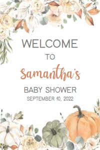 213 Little Pumpkin Baby Shower Welcome Sign 24x36: 213 Little Pumpkin Baby Shower Welcome Sign