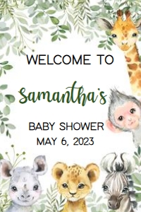 222 Safari Animals Baby Shower Welcome Sign 20x30: 222 Safari Animals Baby Shower Welcome Sign