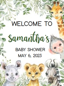 222 Safari Animals Baby Shower Welcome Sign 18x24: 222 Safari Animals Baby Shower Welcome Sign