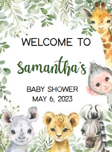 222 Safari Animals Baby Shower Welcome Sign 11x15: 222 Safari Animals Baby Shower Welcome Sign