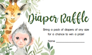 222 Safari Animals Baby Shower Diaper Raffle: 222 Safari Animals Baby Shower Invitation Set