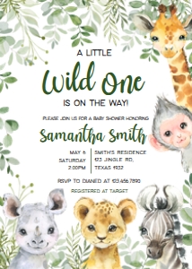 222 Safari Animals Baby Shower Invitation: 222 Safari Animals Baby Shower Invitation Set