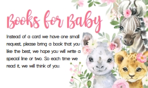223 Pink Floral Safari Animals Books for Baby: 223 Pink Floral Safari Animals Baby Shower Invitation Set