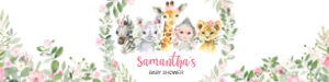 223 Pink Floral Safari Animals Baby Shower Bottle Label design preview