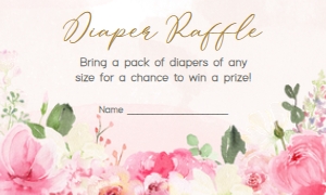 224 Pink Spring Floral Elephant Baby Shower Diaper Raffle: 224 Pink Spring Floral Elephant Invitation Set