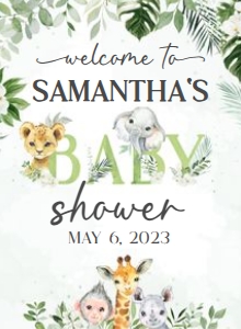 225 Jungle Safari Animals Baby Shower Welcome Sign 11x15: 225 Jungle Safari Animals Baby Shower Welcome Sign