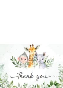 225 Jungle Safari Animals Baby Shower Thank You Card: 225 Jungle Safari Animals Baby Shower Invitation Set