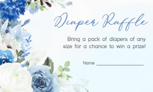 226 Blue Spring Floral Elephant Baby Shower Diaper Raffle: 226 Blue Spring Floral Elephant Invitation Set