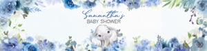 226 Blue Spring Floral Elephant Baby Shower Bottle Label: 226 Blue Spring Floral Elephant Baby Shower Bottle Label