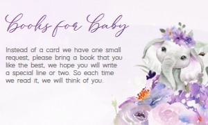 228 Purple Spring Floral Elephant Baby Shower Books for Baby: 228 Purple Spring Floral Elephant Baby Shower Invitation Set