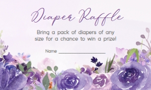 228 Purple Spring Floral Elephant Baby Shower Diaper Raffle: 228 Purple Spring Floral Elephant Baby Shower Invitation Set