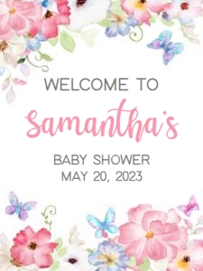229 Butterfly Baby Shower Welcome Sign 18x24: 229 Butterfly Baby Shower Welcome Sign