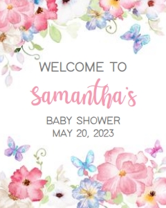229 Butterfly Baby Shower Welcome Sign 16x20: 229 Butterfly Baby Shower Welcome Sign