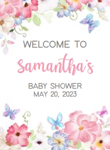 229 Butterfly Baby Shower Welcome Sign 11x15: 229 Butterfly Baby Shower Welcome Sign