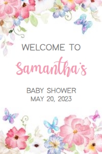 229 Butterfly Baby Shower Welcome Sign 20x30: 229 Butterfly Baby Shower Welcome Sign