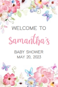 229 Butterfly Baby Shower Welcome Sign 24x36: 229 Butterfly Baby Shower Welcome Sign