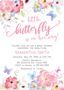 229 Butterfly Baby Shower Invitation: 229 Butterfly Baby Shower Invitation