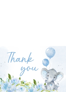 231 Blue Elephant Baby Shower Thank You Card: 231 Blue Elephant Baby Shower Invitation Set
