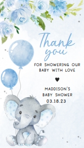 231 Blue Elephant Baby Shower Favor Tag: 231 Blue Elephant Baby Shower Favor Tag