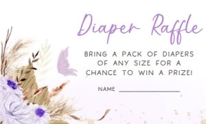 232 Purple Butterfly Baby Shower Diaper Raffle: 232 Purple Butterfly Baby Shower Invitation Set