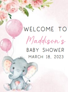 233 Pink Elephant Baby Shower Welcome Sign 11x15: 233 Pink Elephant Baby Shower Welcome Sign