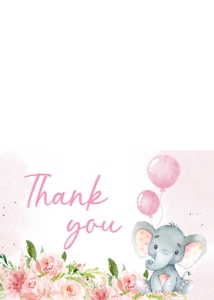 233 Pink Elephant Baby Shower Thank You Card: 233 Pink Elephant Baby Shower Invitation Set