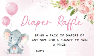 233 Pink Elephant Baby Shower Diaper Raffle: 233 Pink Elephant Baby Shower Invitation Set