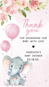 233 Pink Elephant Baby Shower Favor Tag: 233 Pink Elephant Baby Shower Bottle Label