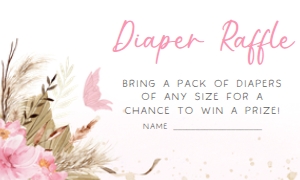 234 Pink Butterfly Baby Shower Diaper Raffle: 234 Pink Butterfly Baby Shower Invitation Set