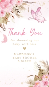 234 Pink Butterfly Baby Shower Favor Tag: 234 Pink Butterfly Baby Shower Favor Tag